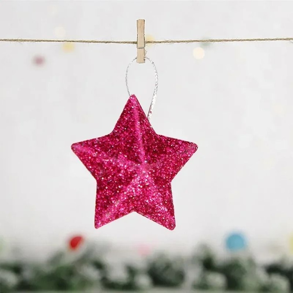 Gold Glitter Star Ornament Set Premium Christmas Tree Pendant Festive 2025 Holiday Decoration Inf 4