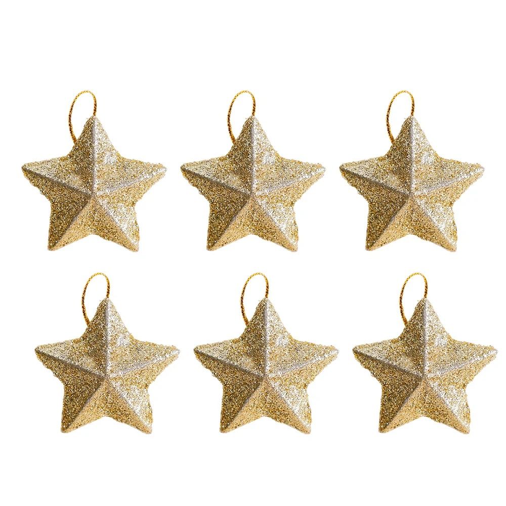 Gold Glitter Star Ornament Set Premium Christmas Tree Pendant Festive 2025 Holiday Decoration Inf 6