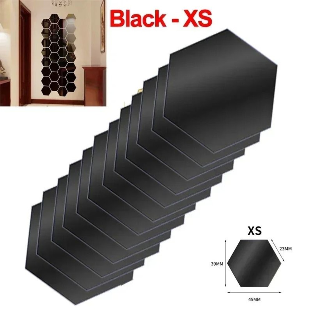 Hexagon Acrylic Mirror Wall Stickers Premium Gold Silver Mosaic Tiles For DIY Home Decor 12