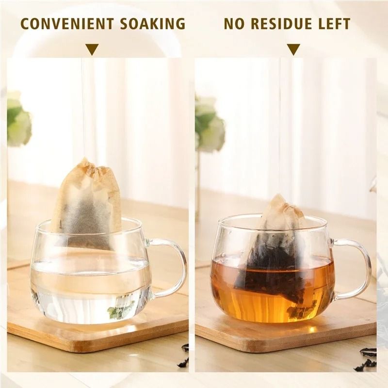 100Pcs Drawstring Teabags Premium Biodegradable Filter Bags For Coffee Herbal Medicine Leaf Tea 5