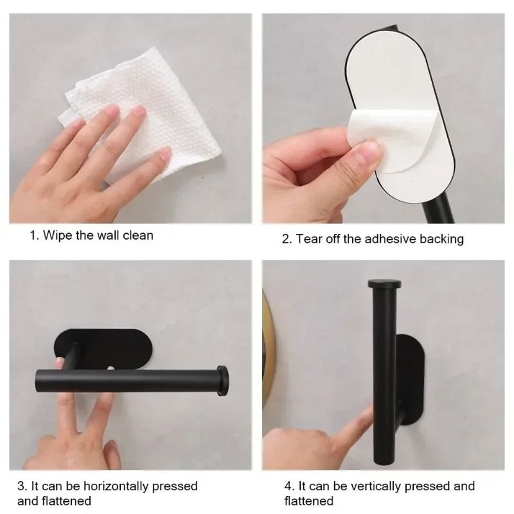 SelfAdhesive Stainless Steel Toilet Paper Holder Premium NoDrill Wall Mount Tissue Dispenser 5
