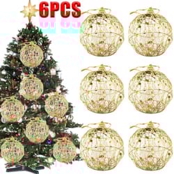 6 pcs golden dusted christmas bauble set | premium scale-textured gold tree ornament infrastructure