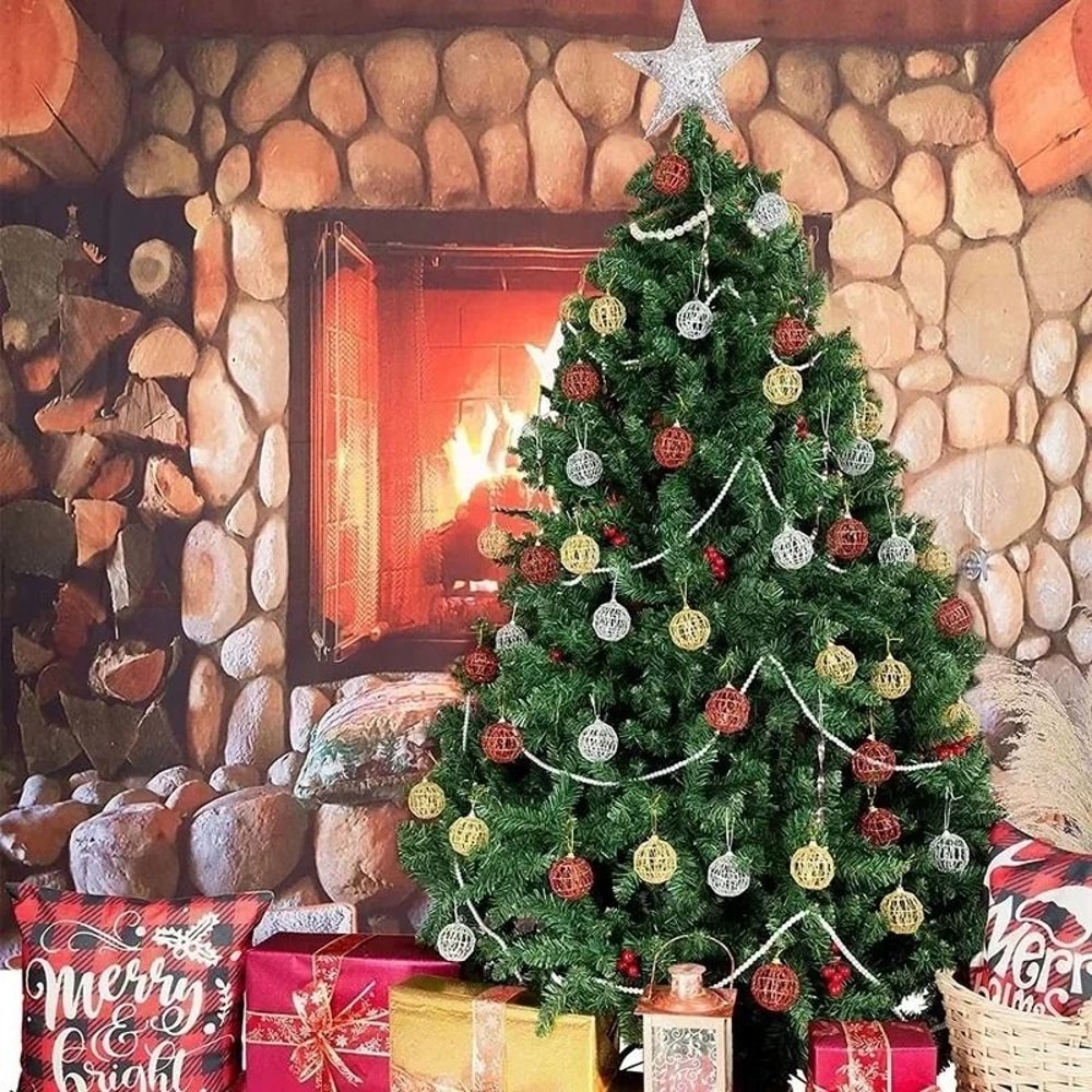 6 Pcs Golden Dusted Christmas Bauble Set Premium ScaleTextured Gold Tree Ornament Infrastructure 4