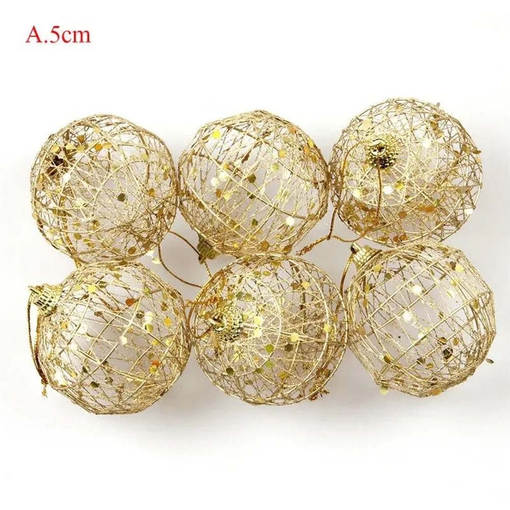 6 Pcs Golden Dusted Christmas Bauble Set Premium ScaleTextured Gold Tree Ornament Infrastructure 6