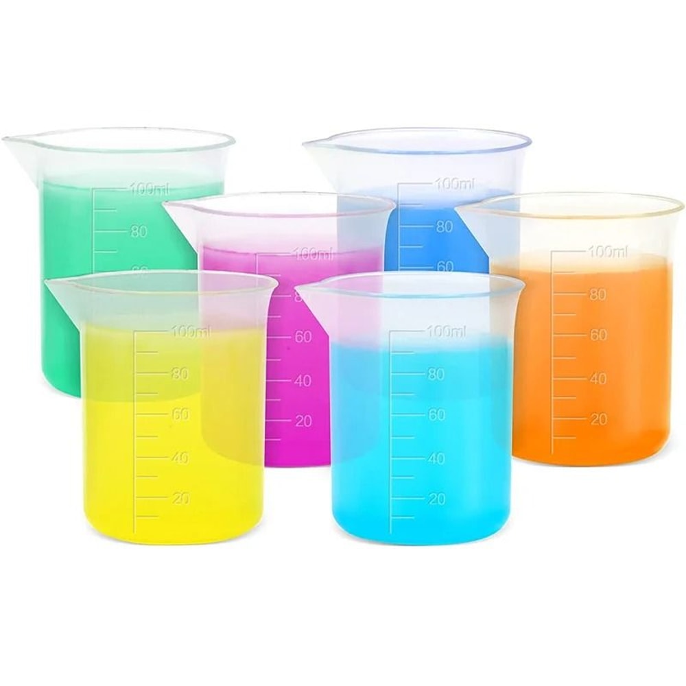 100ml Graduated Measuring Beaker Premium Plastic LabGrade Volumetric Cup Kitchen Utility System 5