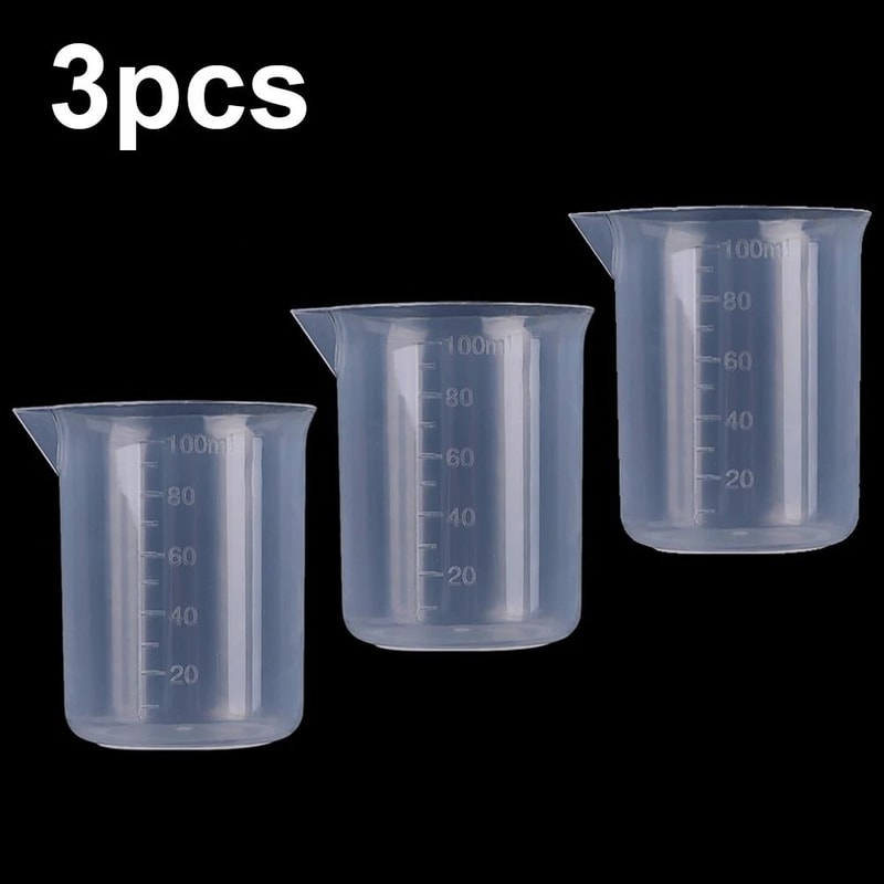 100ml Graduated Measuring Beaker Premium Plastic LabGrade Volumetric Cup Kitchen Utility System 6
