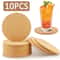 10PCS Natural Cork Coaster Set Premium Round Square Wooden Cup Mat For HighPerformance Table Deco 0