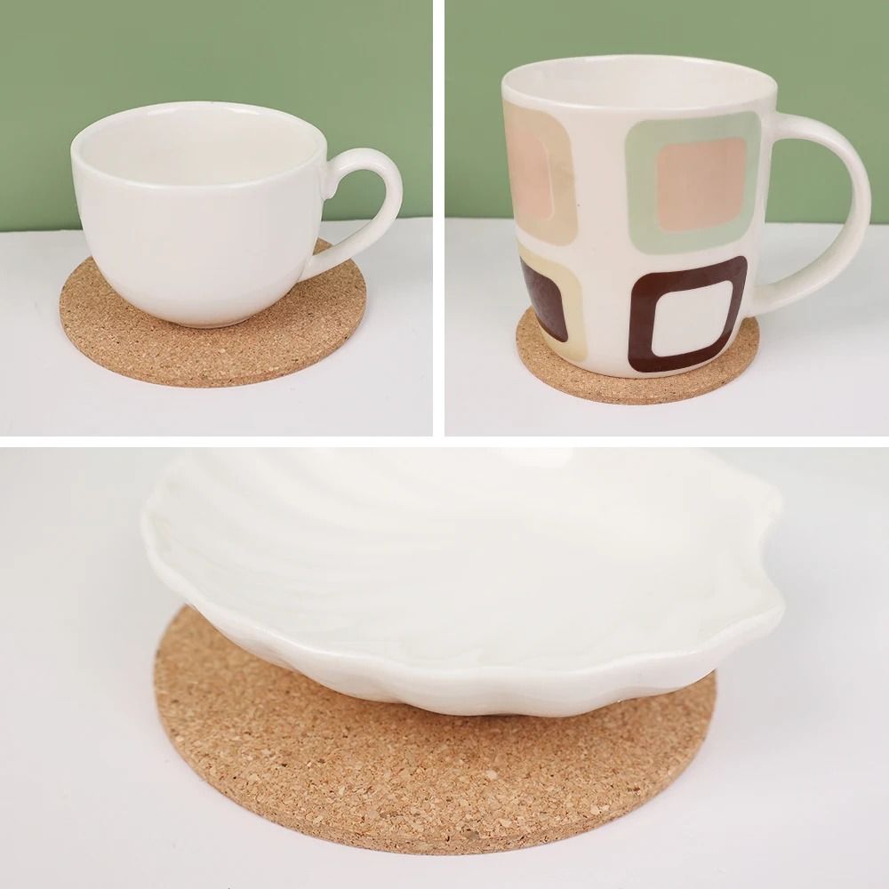 10PCS Natural Cork Coaster Set Premium Round Square Wooden Cup Mat For HighPerformance Table Deco 2