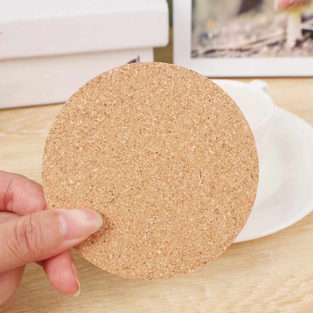 10PCS Natural Cork Coaster Set Premium Round Square Wooden Cup Mat For HighPerformance Table Deco 3