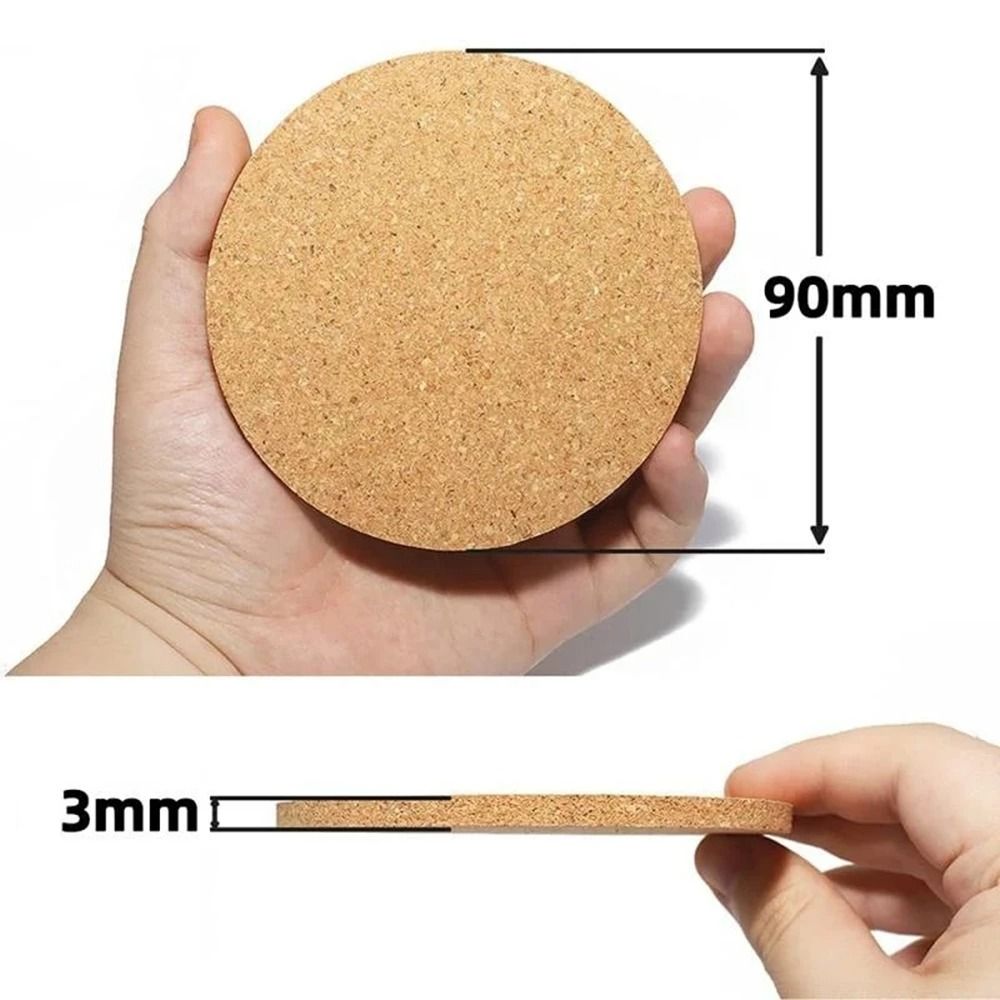 10PCS Natural Cork Coaster Set Premium Round Square Wooden Cup Mat For HighPerformance Table Deco 5