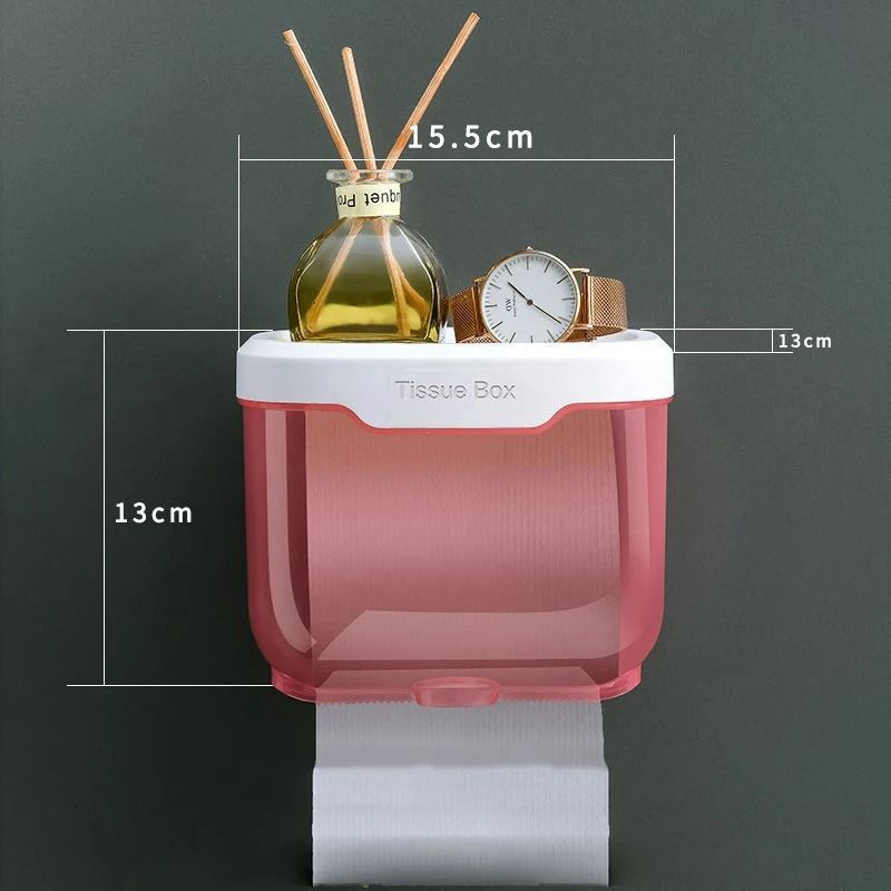 Waterproof Wall Mount Toilet Paper Holder Shelf And Storage Box Rack 5