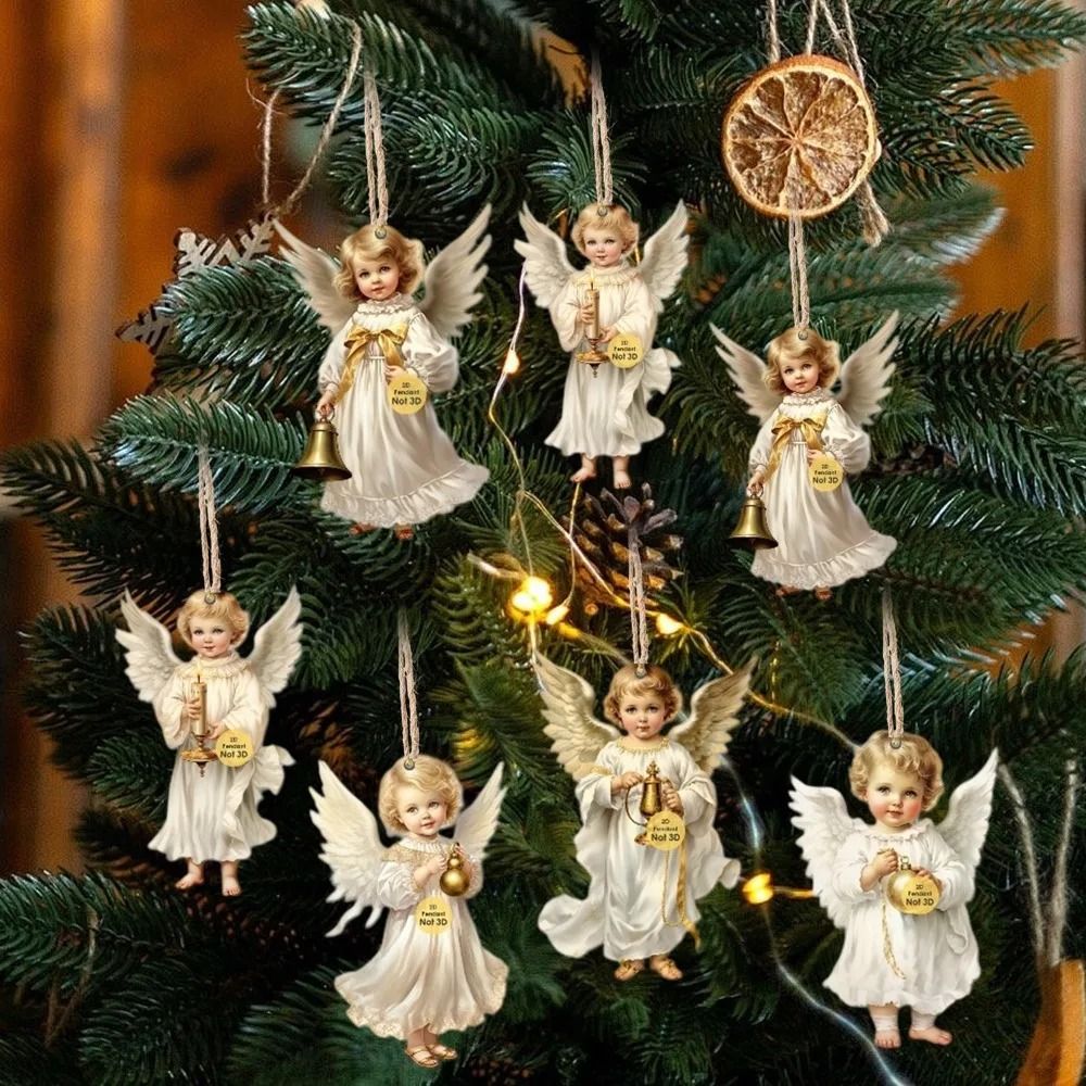 Wooden Christmas Angels Ornaments Victorian Style Angel Tree Decorations Wood Pendants 1