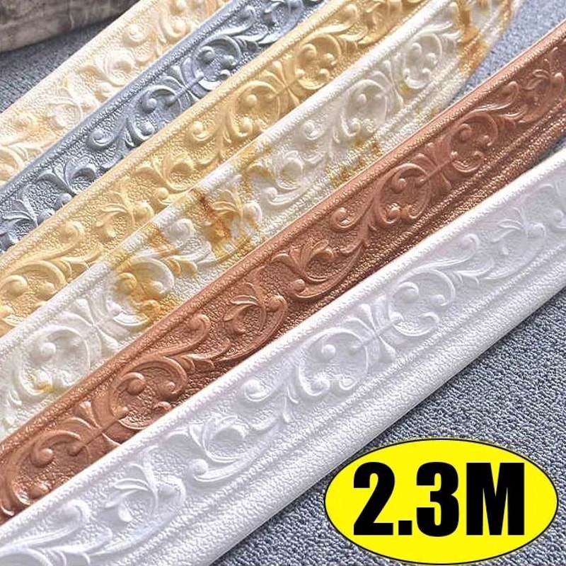 3D Foam Wall Edge Strip Stickers Self Adhesive Waterproof Baseboard Wallpaper Border 0