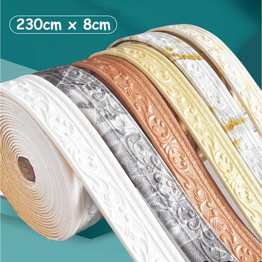 3D Foam Wall Edge Strip Stickers Self Adhesive Waterproof Baseboard Wallpaper Border 1