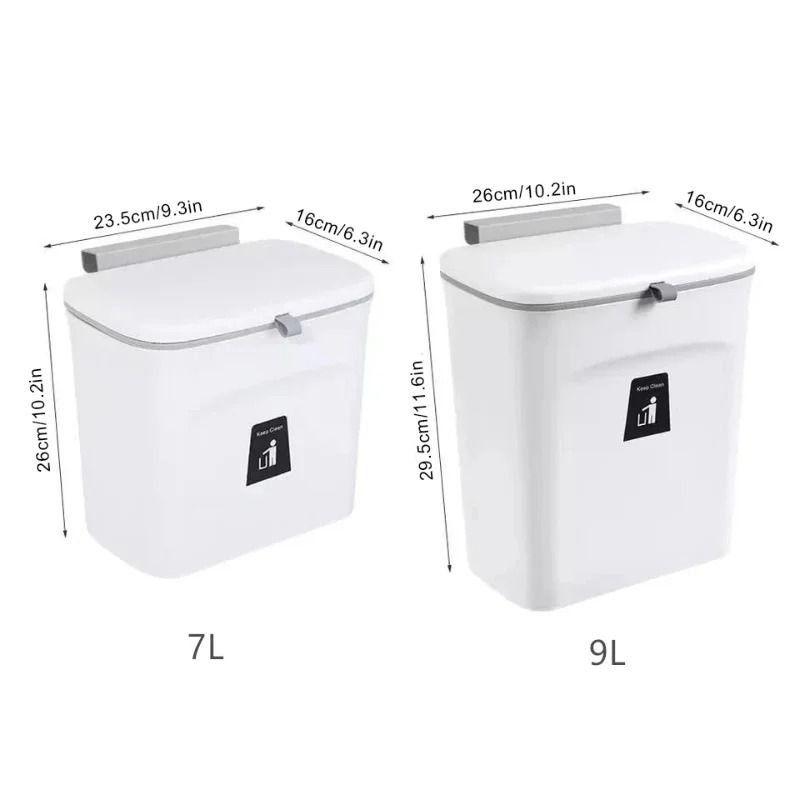 Hanging Trash Can With Lid Large Capacity Wall Mounted Kitchen Recycling Garbage Bin 5