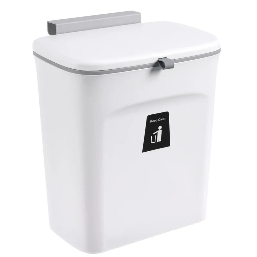 Hanging Trash Can With Lid Large Capacity Wall Mounted Kitchen Recycling Garbage Bin 7