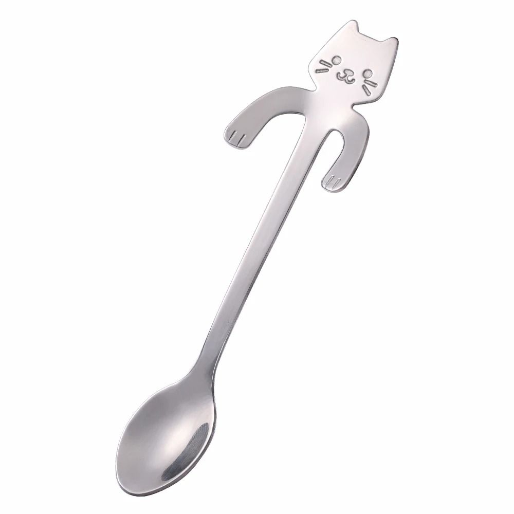 Mini Cute Cat Coffee Spoon Stainless Steel Teaspoon Dessert Snack Scoop 9