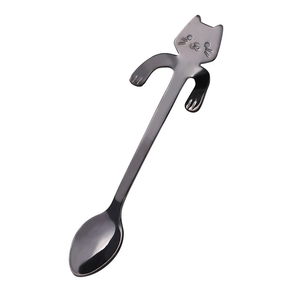 Mini Cute Cat Coffee Spoon Stainless Steel Teaspoon Dessert Snack Scoop 8