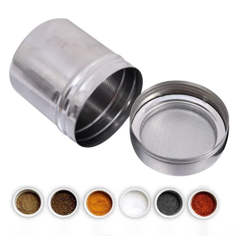 Stainless Steel Powder Sprinkler Kitchen Powder Distributor With Gauze Mesh Jar 4