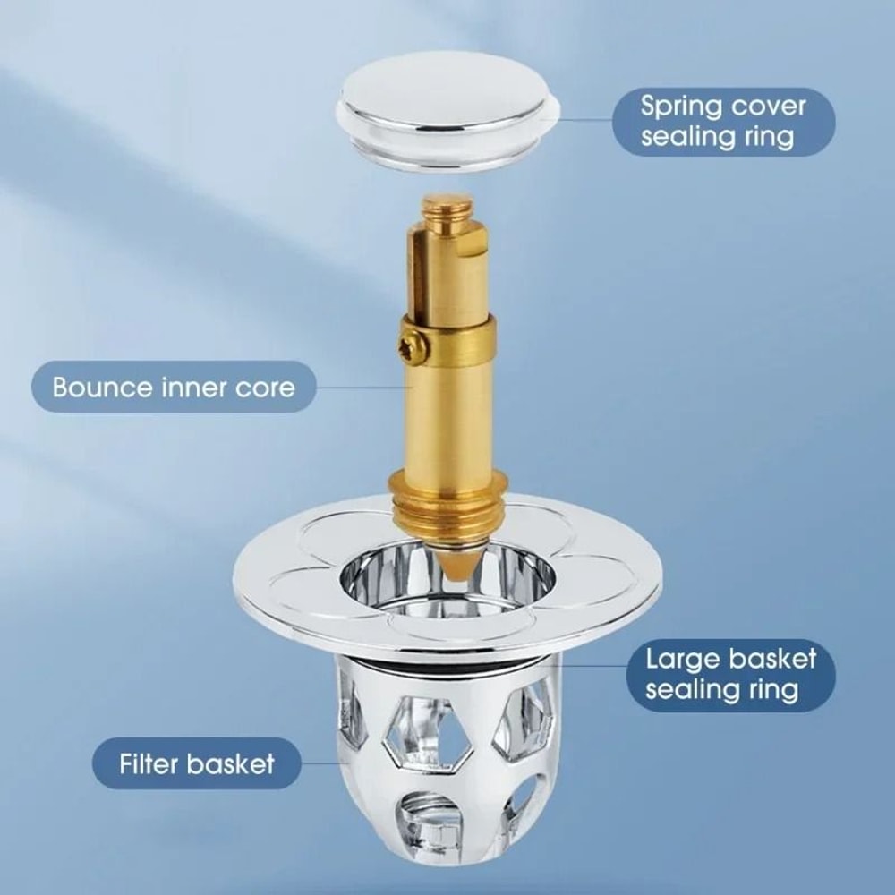 Bathroom Drain Cover Drain Stopper PopUp Bounce Core Basin Filter 3