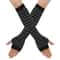 Warmer Knitted Long Fingerless Gloves Lady Striped Elbow Mittens 7