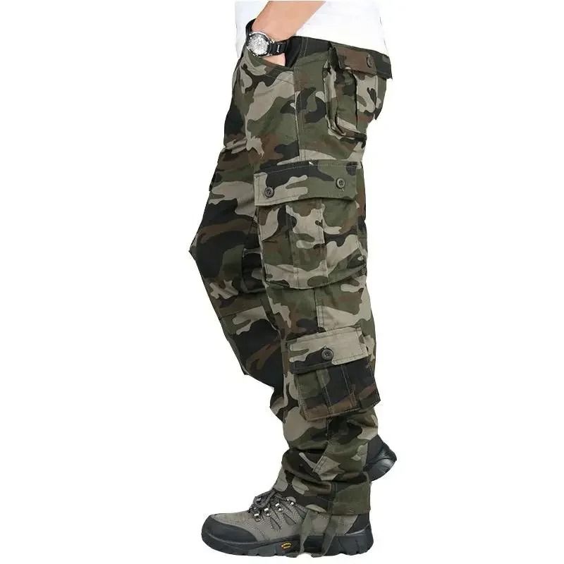 Tactical Cargo Pants Men Cotton Overalls Outdoor Work Trousers Camo Hiking 15