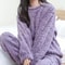 Autumn Women Solid Warm Thicken Velvet Ribbed Fleece Set Pajamas 12