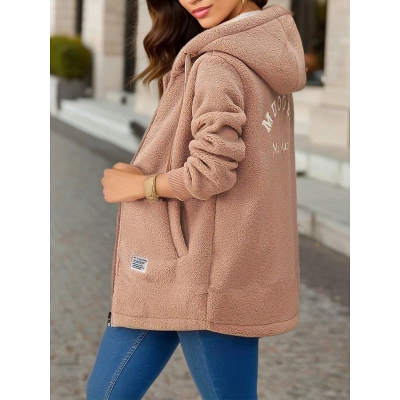 Thickened FleeceLined Sweatshirt Womens Hooded Lamb Wool Jacket 3