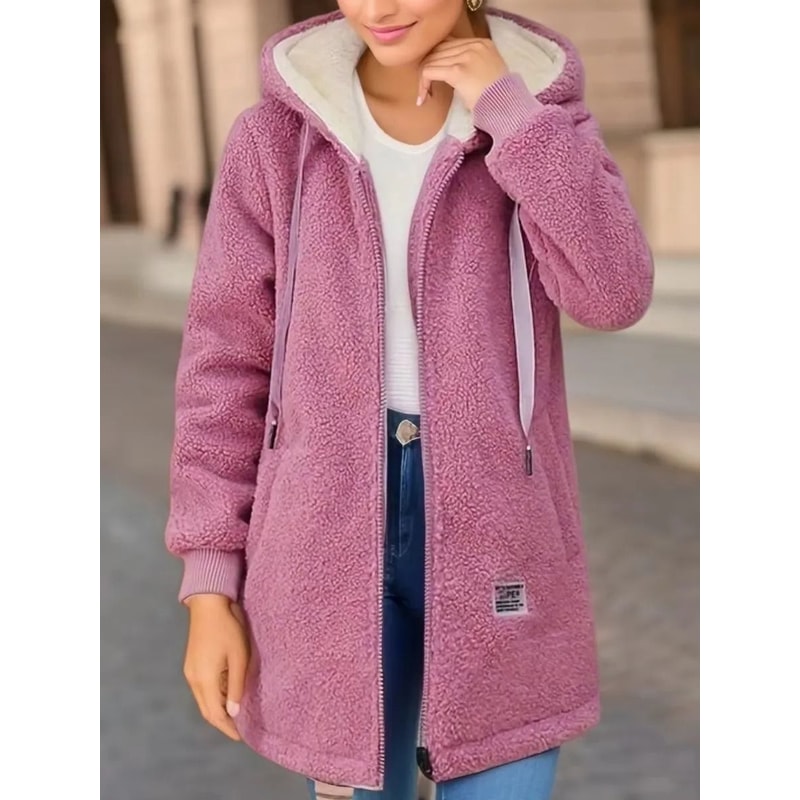 Thickened FleeceLined Sweatshirt Womens Hooded Lamb Wool Jacket 4