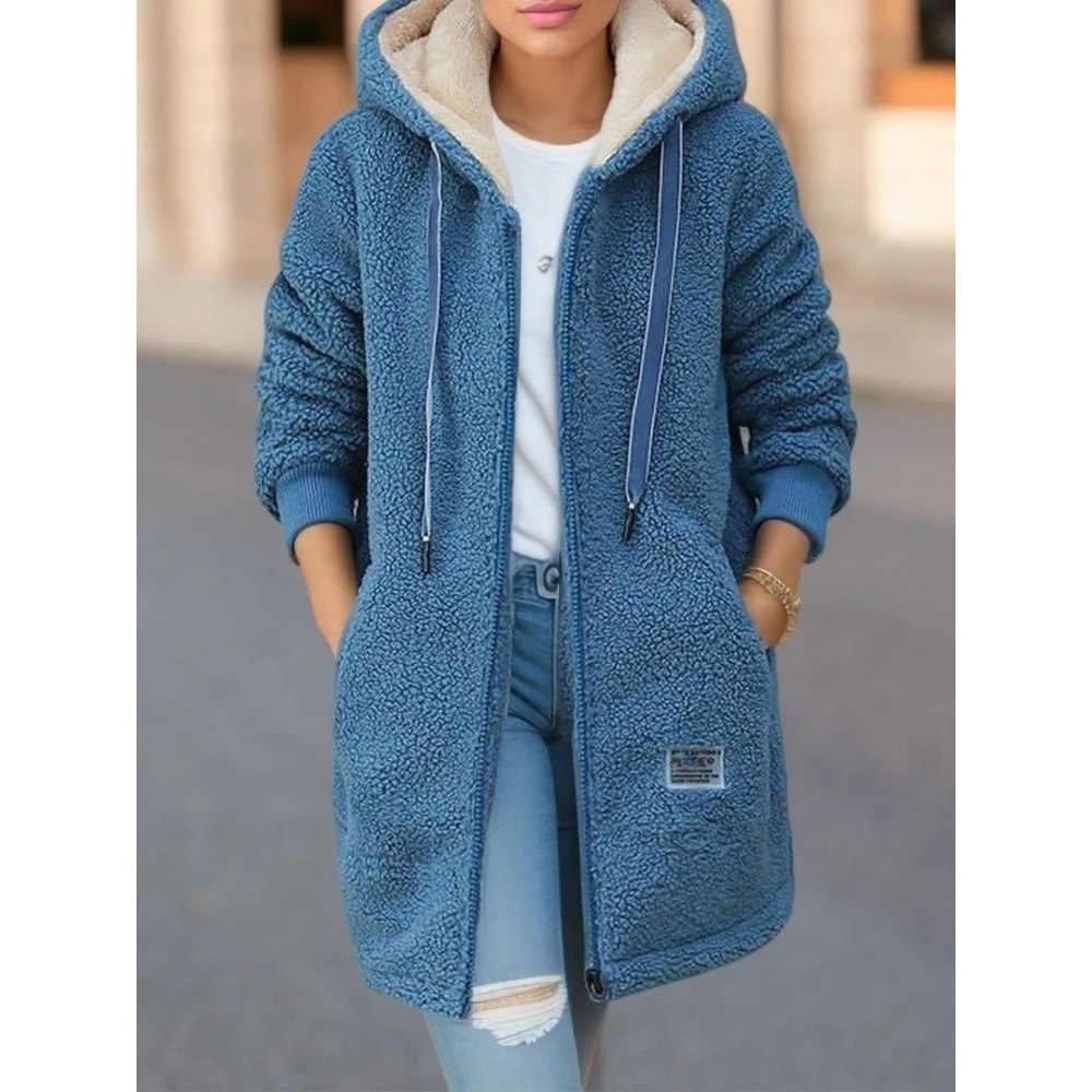 Thickened FleeceLined Sweatshirt Womens Hooded Lamb Wool Jacket 7