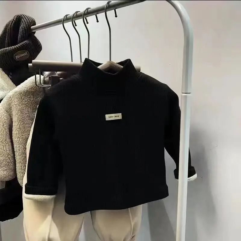 Childrens Autumn Winter Half High Neck Pullover Long Sleeve Bottom Shirt 9