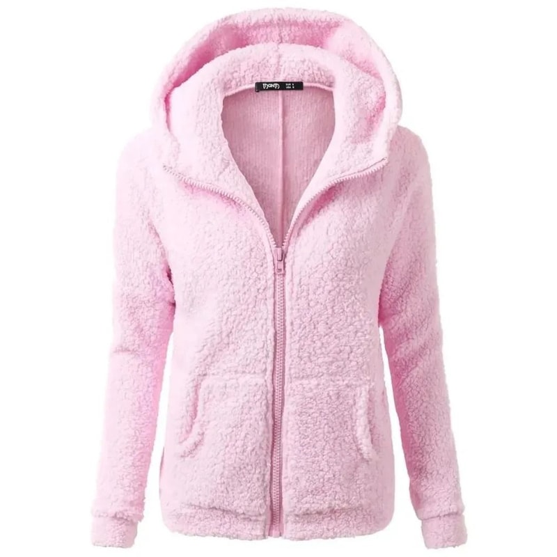 Autumn Winter Warm Hoodie Zipper Coat Solid Soft Fleece Womens Jacket 0