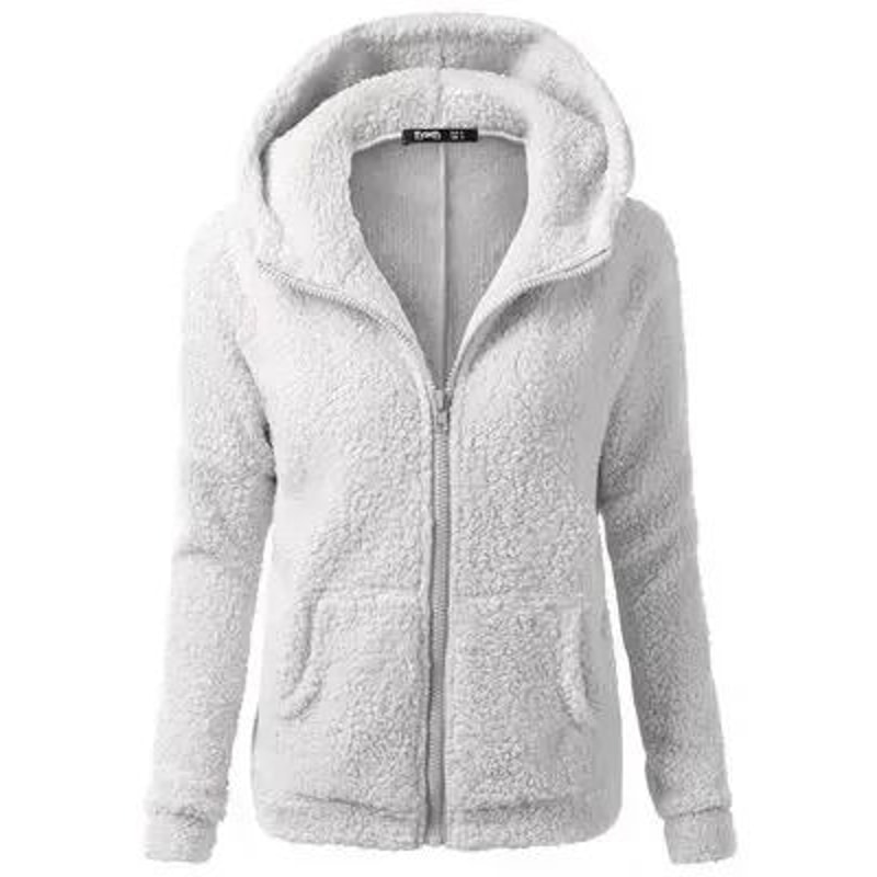Autumn Winter Warm Hoodie Zipper Coat Solid Soft Fleece Womens Jacket 10