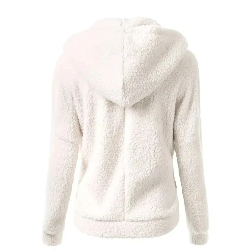 Autumn Winter Warm Hoodie Zipper Coat Solid Soft Fleece Womens Jacket 4