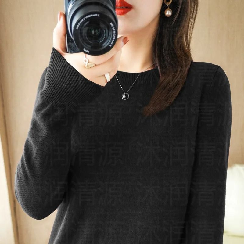 Autumn And Winter Cashmere Sweater Womens Crew Neck Pullover Knitted Top 9
