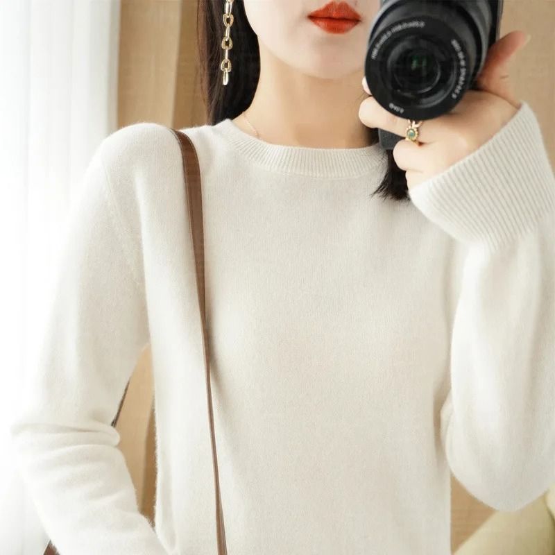 Autumn And Winter Cashmere Sweater Womens Crew Neck Pullover Knitted Top 7