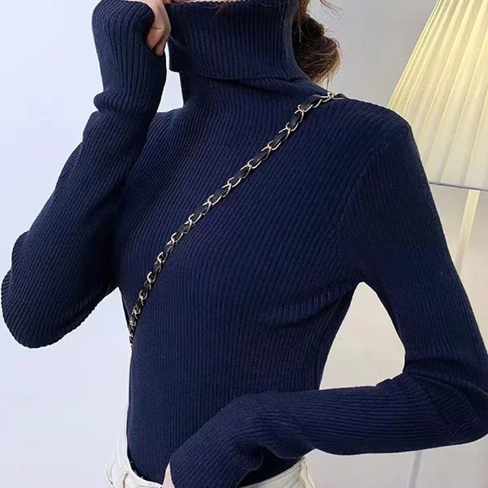 Womens Fall Turtleneck Sweater Knitted Soft Pullover Cashmere Jumper 12