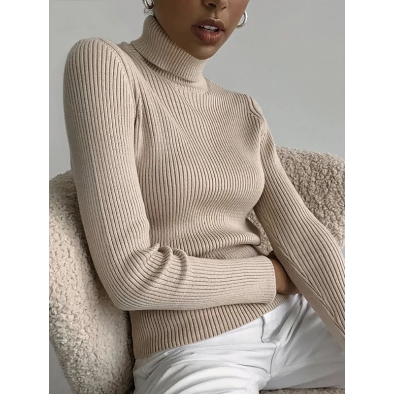 Womens Fall Turtleneck Sweater Knitted Soft Pullover Cashmere Jumper 1