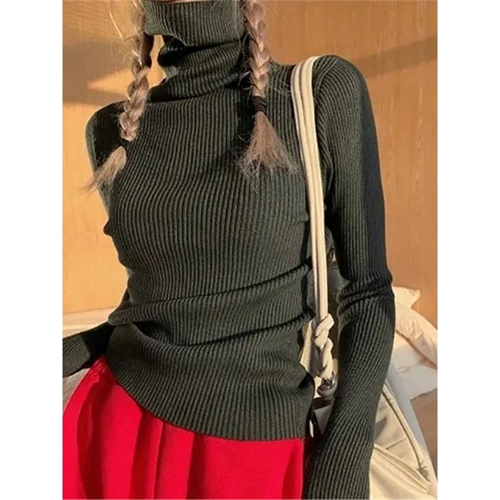 Womens Fall Turtleneck Sweater Knitted Soft Pullover Cashmere Jumper 4