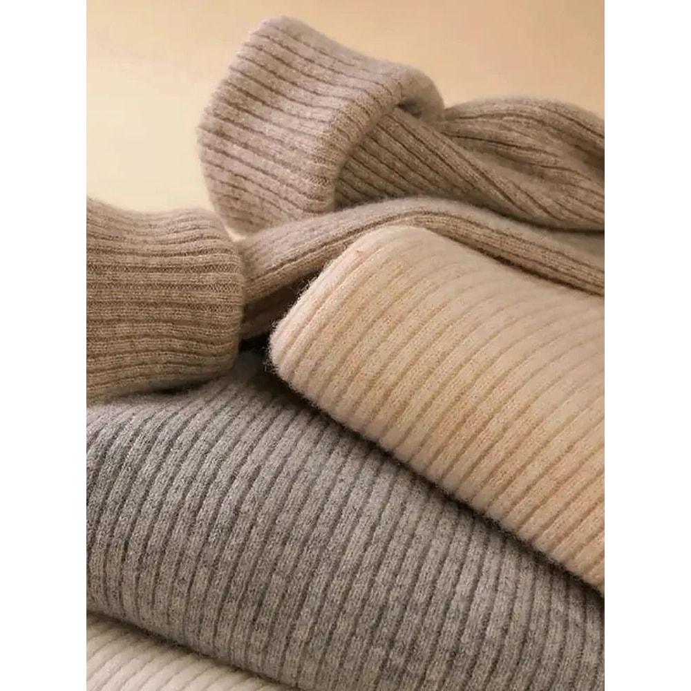 Womens Fall Turtleneck Sweater Knitted Soft Pullover Cashmere Jumper 5