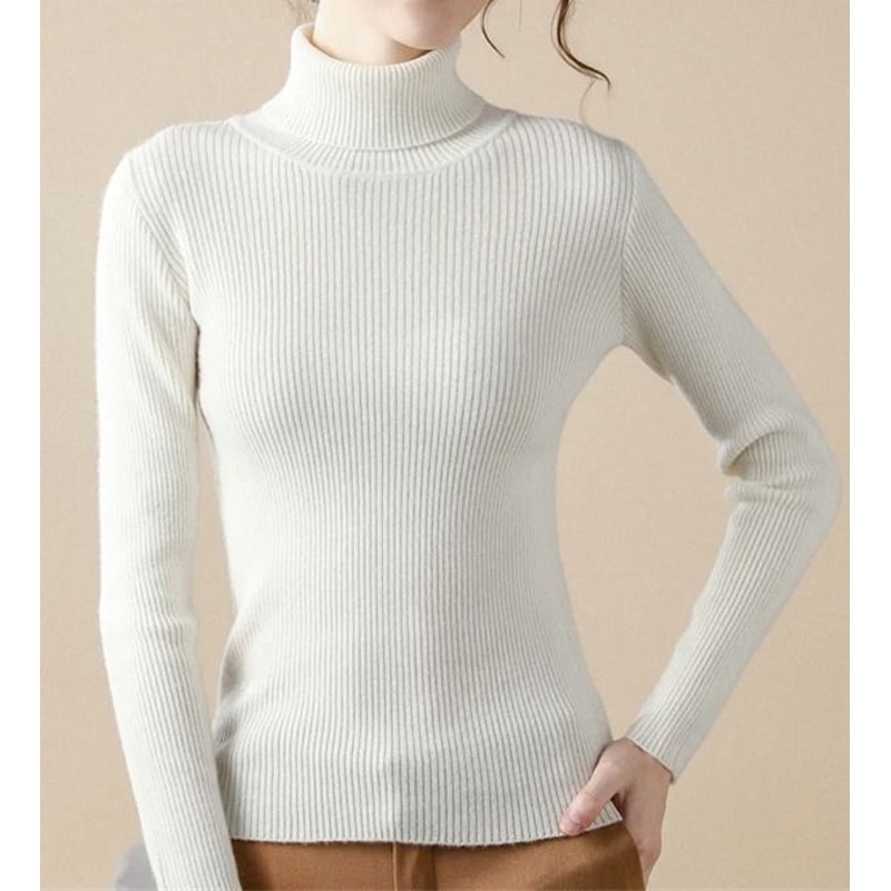 Womens Fall Turtleneck Sweater Knitted Soft Pullover Cashmere Jumper 15