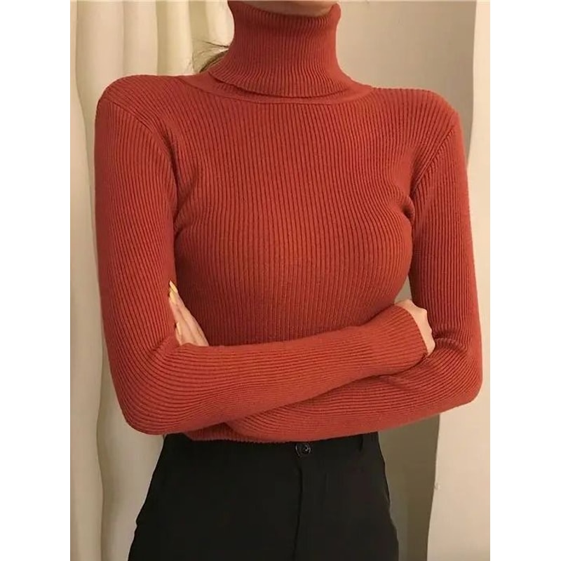 Womens Fall Turtleneck Sweater Knitted Soft Pullover Cashmere Jumper 17