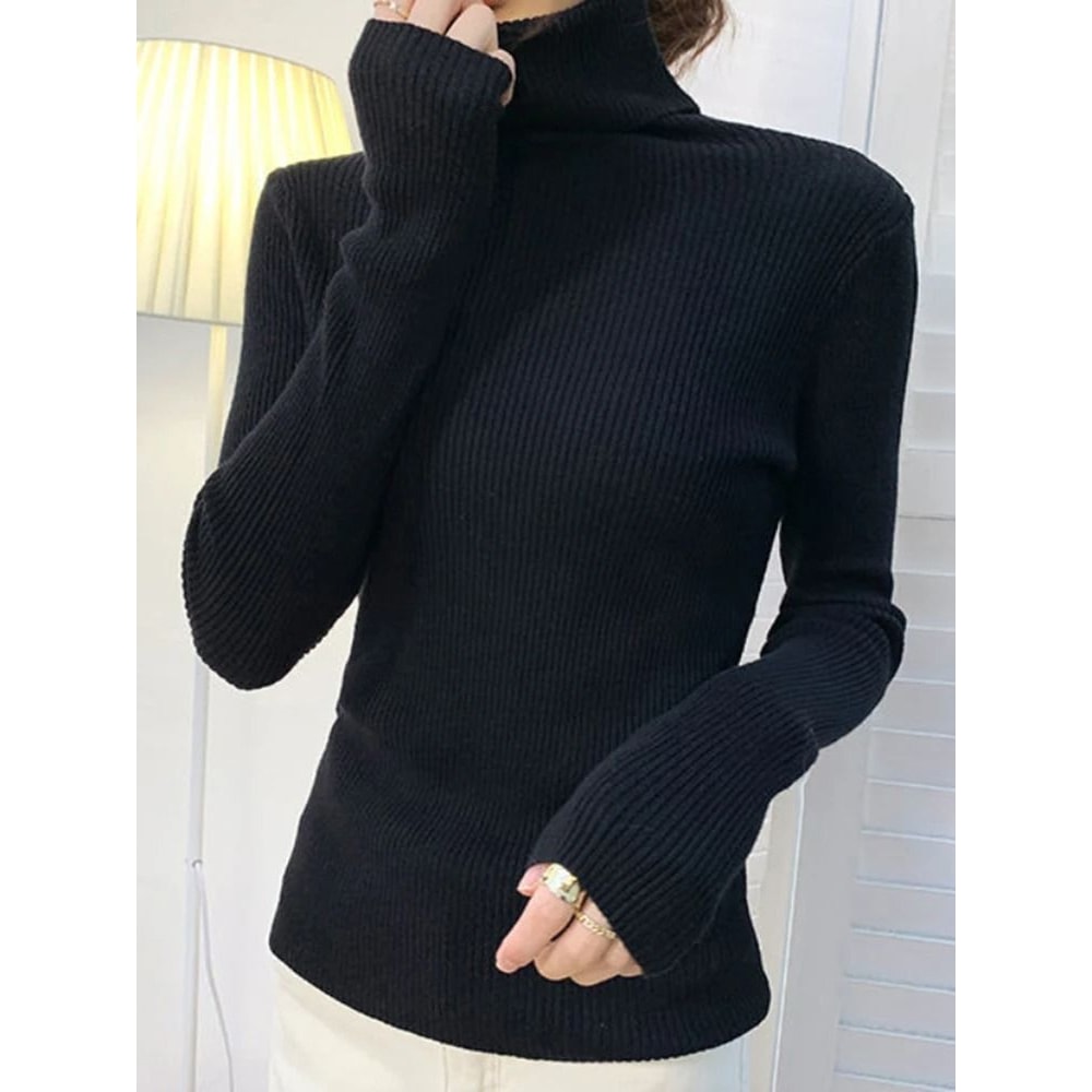 Womens Fall Turtleneck Sweater Knitted Soft Pullover Cashmere Jumper 24