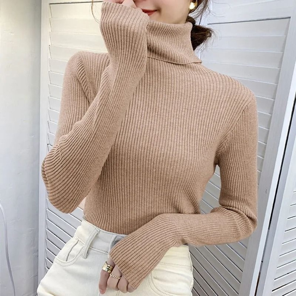 Womens Fall Turtleneck Sweater Knitted Soft Pullover Cashmere Jumper 26