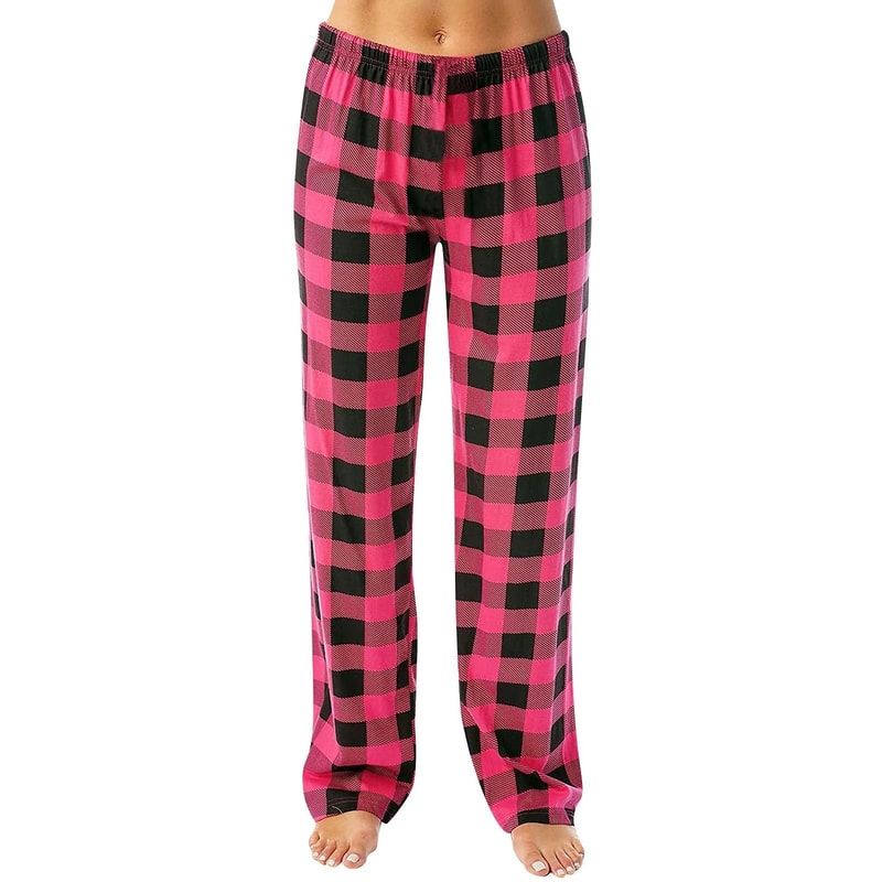 Womens Plaid Cotton Loose Ladies Pajama Pants Sleep Bottoms Lounge Wear 3