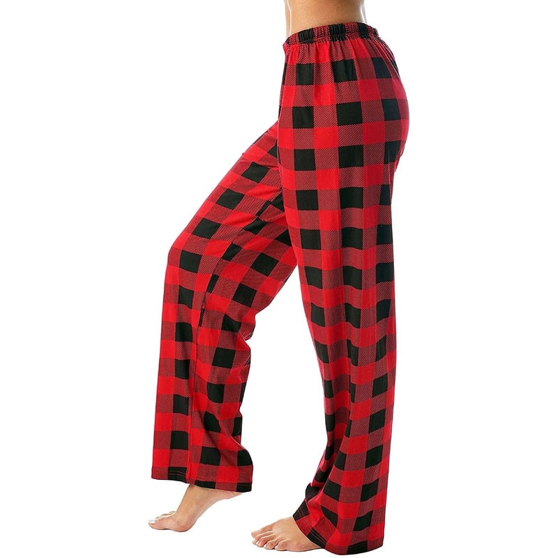 Womens Plaid Cotton Loose Ladies Pajama Pants Sleep Bottoms Lounge Wear 11
