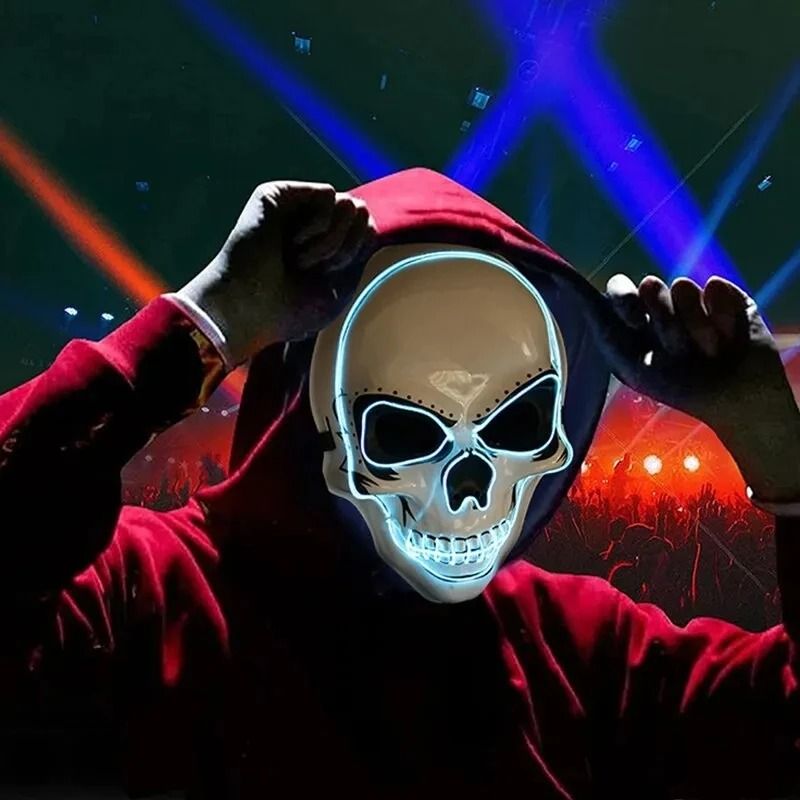 Halloween Adult Purification Mask LED Glowing Skull Terror Mask Cold Light 1