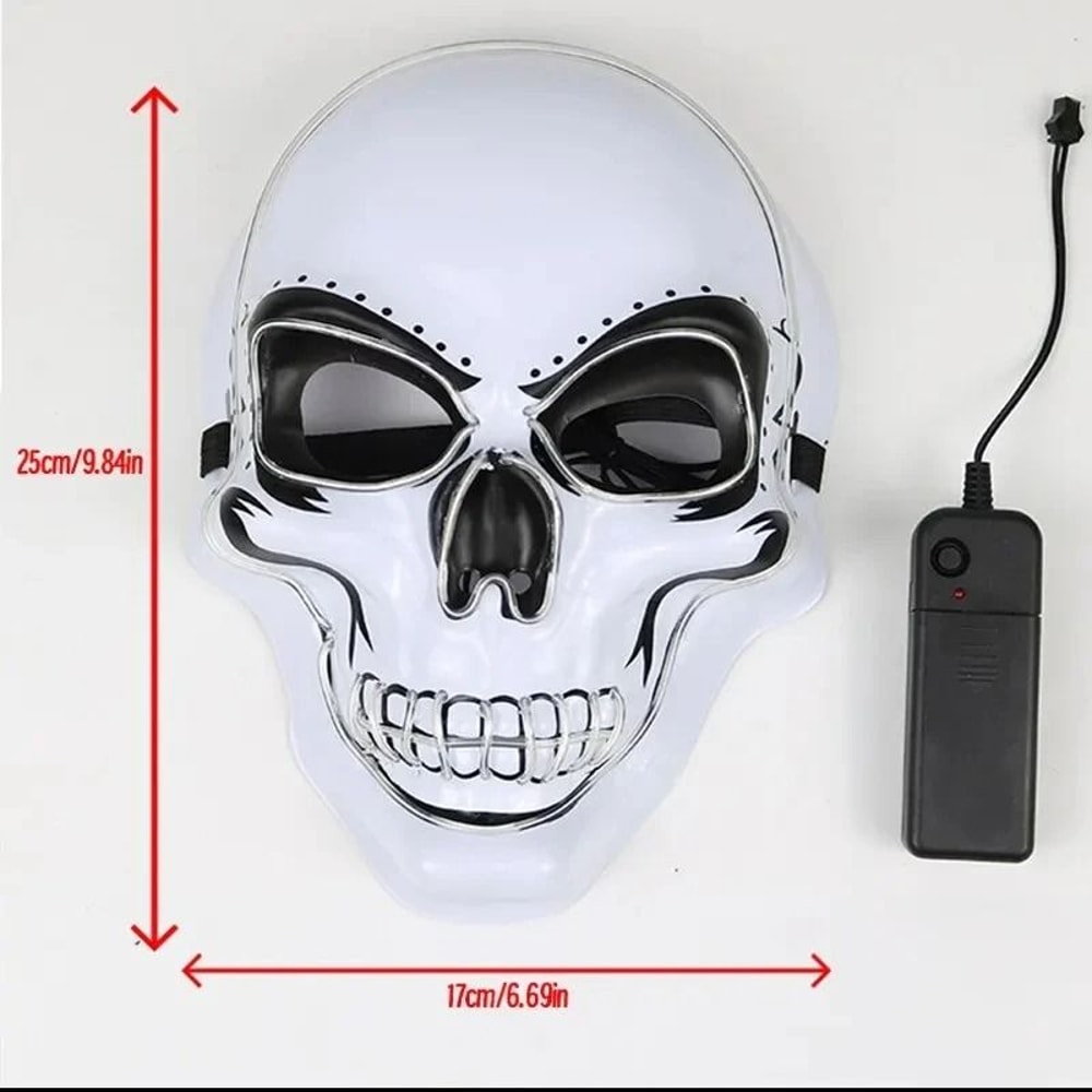 Halloween Adult Purification Mask LED Glowing Skull Terror Mask Cold Light 5