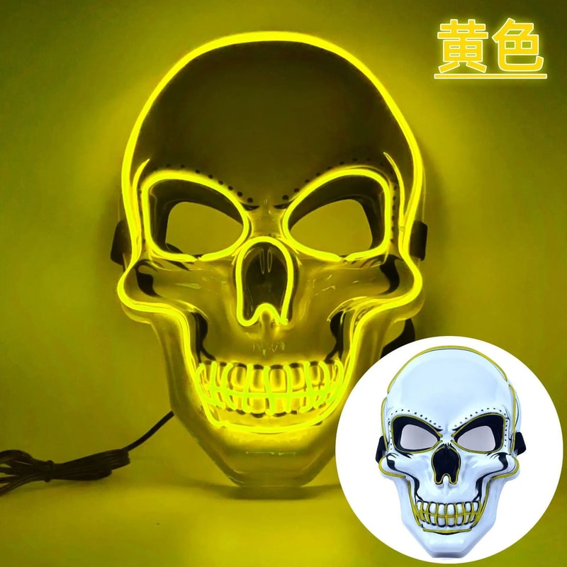 Halloween Adult Purification Mask LED Glowing Skull Terror Mask Cold Light 12