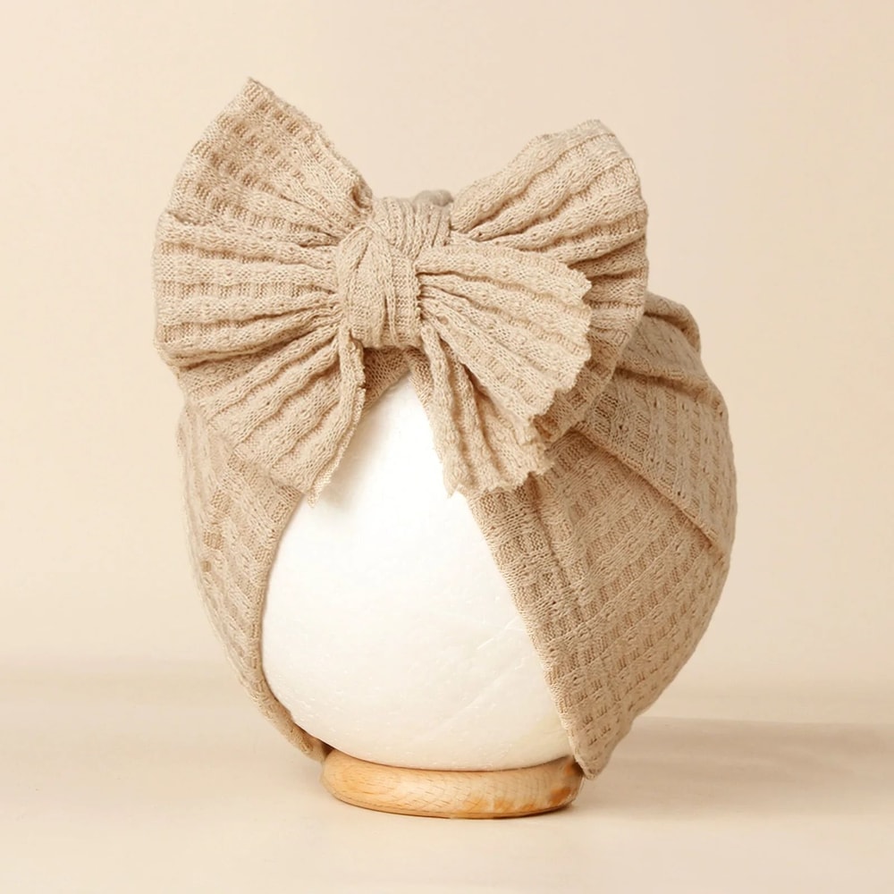Lovely Bowknot Knitted Baby Hat Soft Newborn Girls Turban Beanie 1